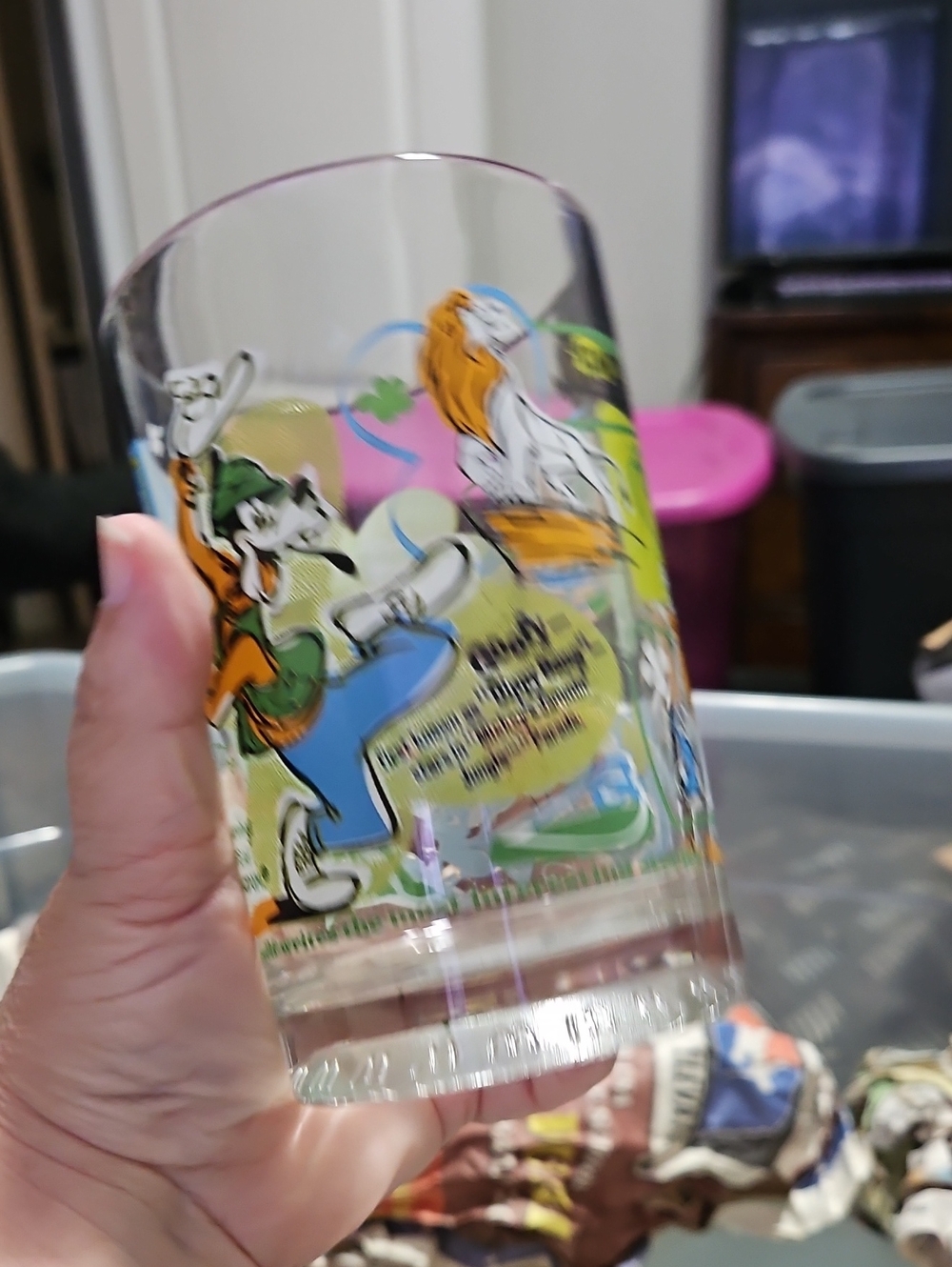 Disney Multicolor Character Drinking Glass - Clear with Pink Rim